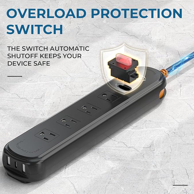 Outdoor Power Strip Weatherproof, 7-in-1 Surge Protector - Image 6