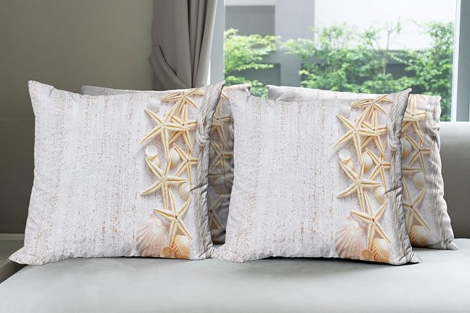 Ambesonne Seashells Throw Pillow Cushion Case Pack of 4, Starfish Marine in by Ambesonne