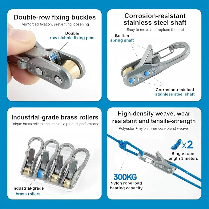 6-Pack Paracord Adjusters, Rope Tightening Tool & Tensioner, Heavy-Duty Roller - Image 2