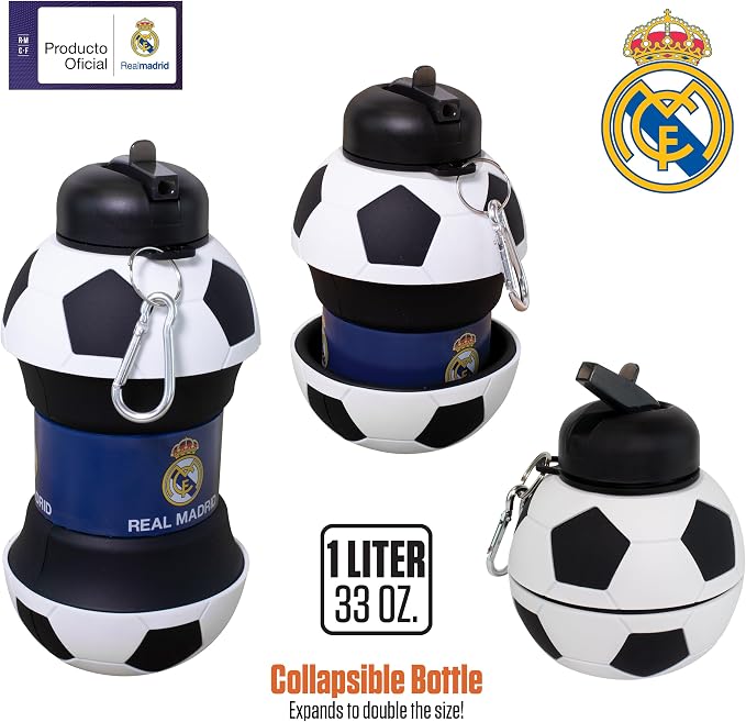 Maccabi ART Real Madrid Clip-On Collapsible 1 Liter, 34 oz. size BPA-Free - Image 2