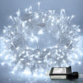 JMEXSUSS 300 LED Christmas Lights Clear Wire, 8 Modes White Christmas String by JMEXSUSS