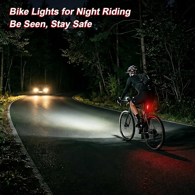 Ascher Ultra Bright USB Rechargeable Bike Light Set, Powerful Bicycle Front - Image 6