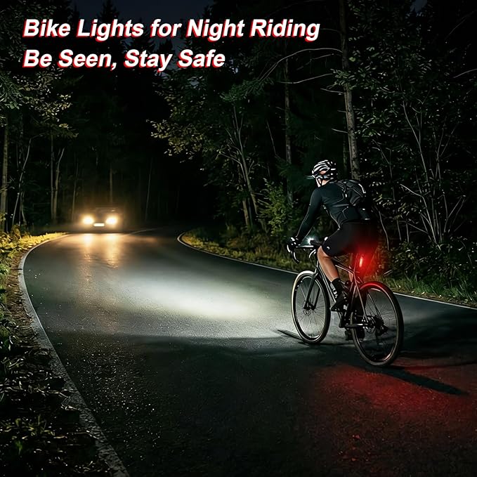 Ascher Ultra Bright USB Rechargeable Bike Light Set, Powerful Bicycle Front - Image 6