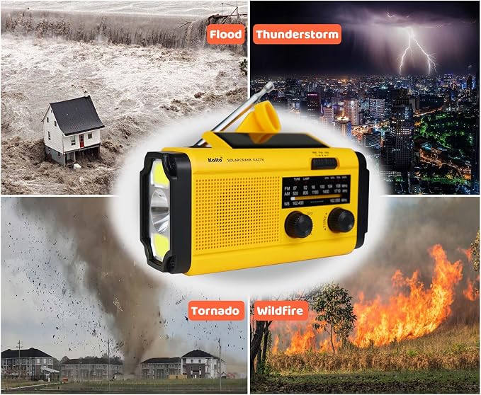 Kaito Voyager Solar Crank AM/FM & NOAA Weather Radio, Rechargeable 4000 mAh - Image 2
