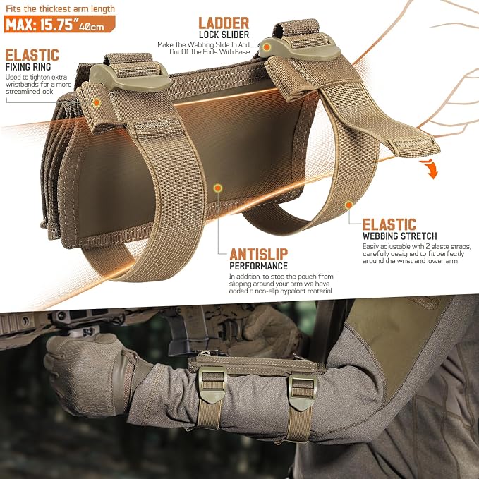 LIVANS Map Case Tactical Arm Sleeve QB Wristband Map Pouch Tactical Armband - Image 6