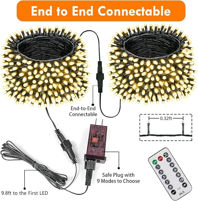 Upgraded 75.8 FT 200 LED Christmas String Lights Outdoor/Indoor, Timer & Memory - Image 8
