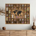 GlikCeil 44 Slots 28 x 23'' Medium World Map Shot Glass Display Case Rustic by GlikCeil