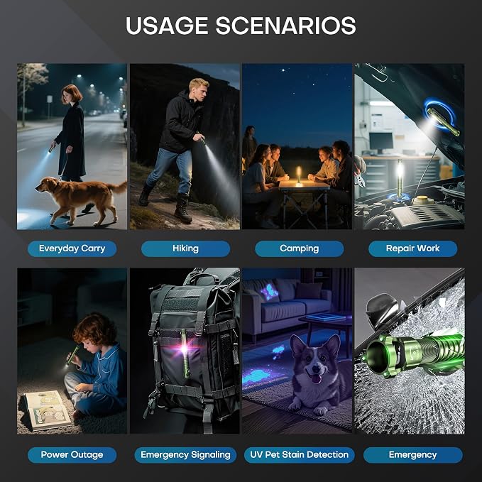 EDC Flashlight Rechargeable, 800 Lumen Small Flashlight - Image 8