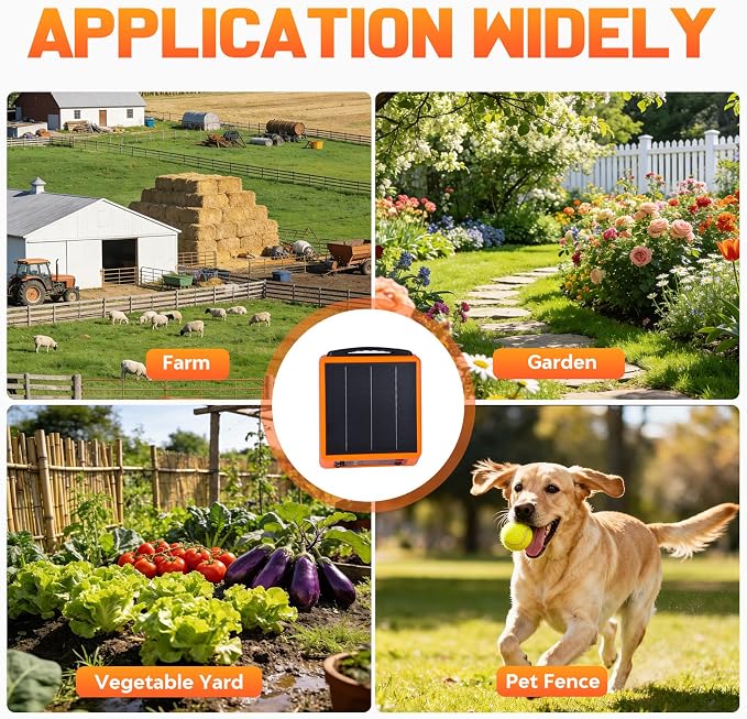 20miles Solar-Powered Electric Fence Charger, Adjustable Output - Image 8