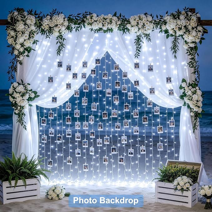 JMEXSUSS 9.5x29.5ft Curtain Lights Indoor Outdoor Decor - Image 8