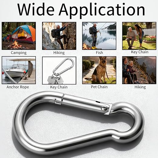 100 Pack M5 Spring Snap Hook Carabiner, Heavy Duty Galvanized Steel Quick Link - Image 4