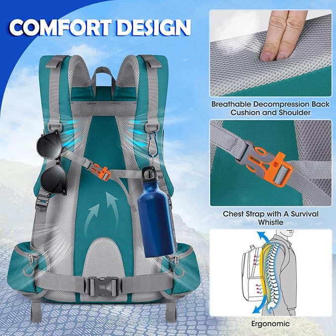 NUBILY 50L Hiking Backpack Waterproof Camping Backpack - Image 5