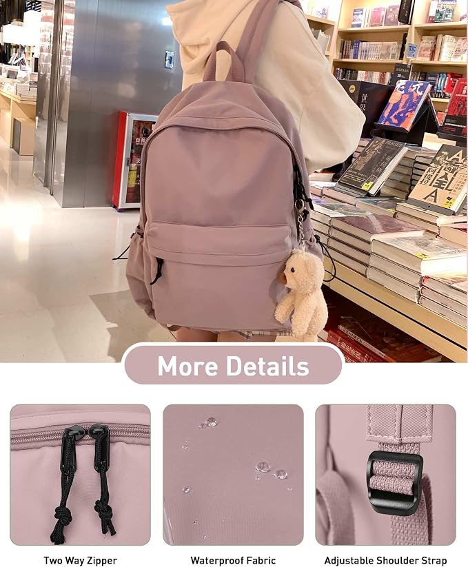 BJLFS Purple Backpack for Girls Women, Waterproof High School Bookbag, - Image 4
