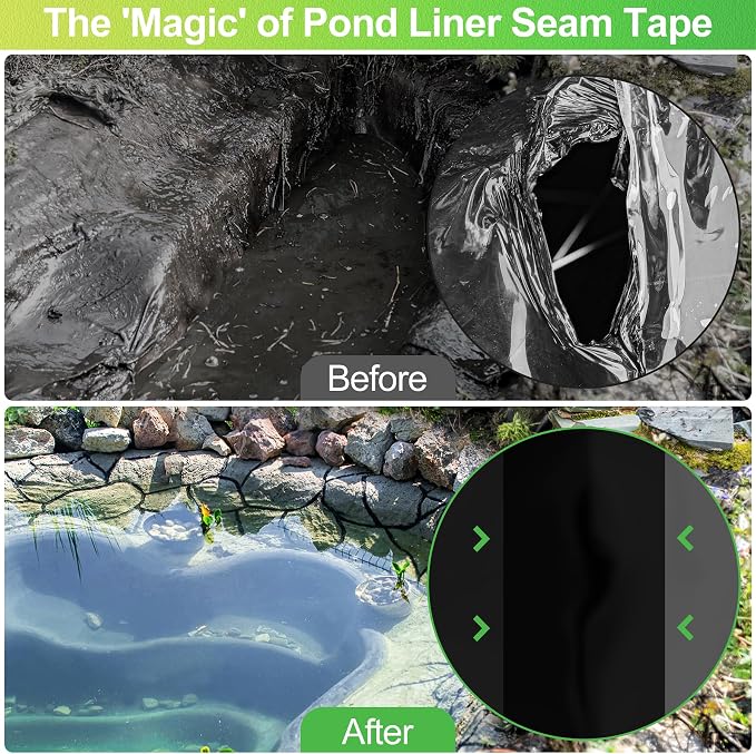 ToLanbbt Pond Liner Seam Tape, 3.15" x 32.8' Double Sided Peel and Stick Seam - Image 5