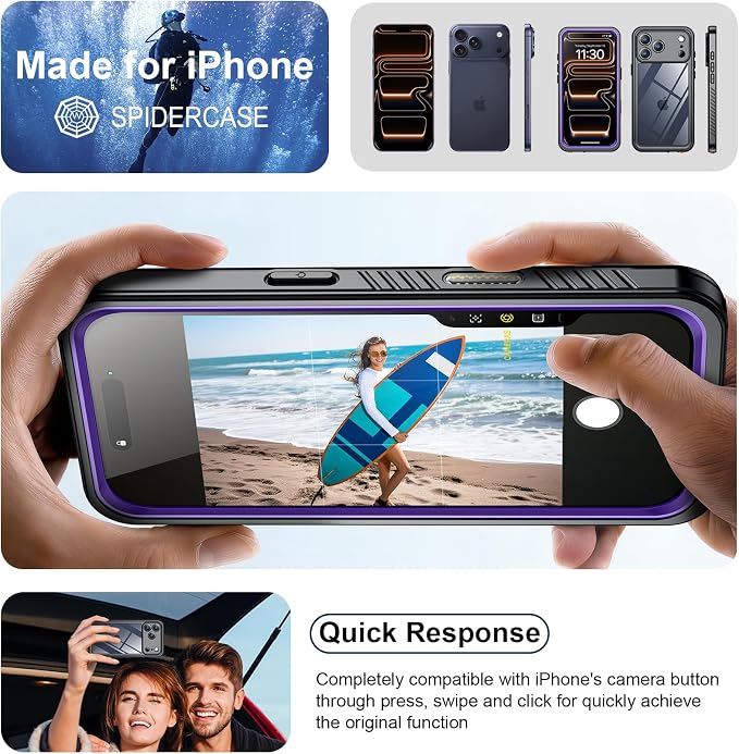 SPIDERCASE for iPhone 17 Pro Max Case Waterproof, Built-in Lens & Screen - Image 7