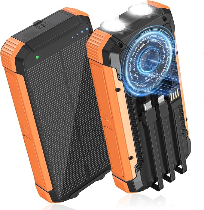 ERRBBIC Solar Charger Power Bank 20000mAh, Portable Wireless Charger, 15W Fast by ERRBBIC