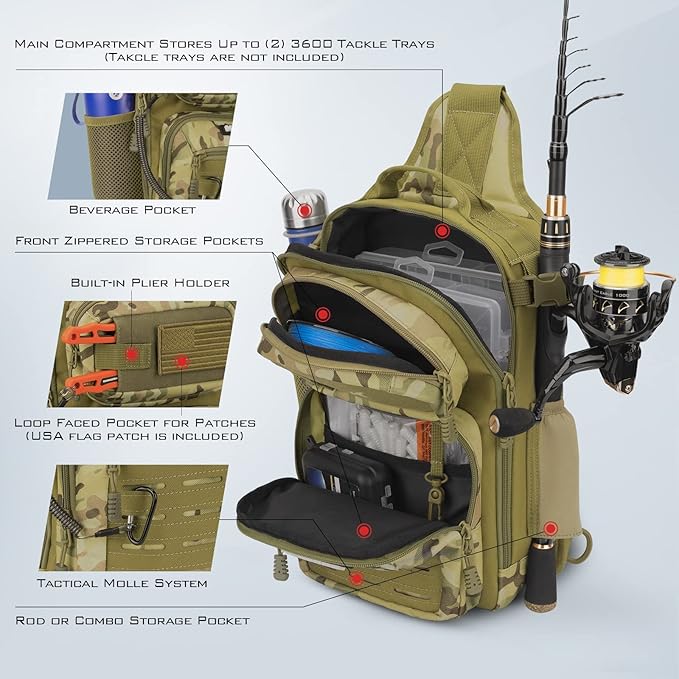 KastKing BlowBak Tactical Sling Tackle Bag-Lightweight Fishing Backpack Storge - Image 5