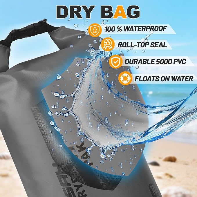 Waterproof Dry Bag, 5L/10L/20L/30L/40L Roll Top Lightweight Storage Backpack - Image 3