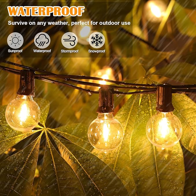 Brightever 100ft Outdoor G40 LED Globe String Lights Dimmable Waterproof - Image 2