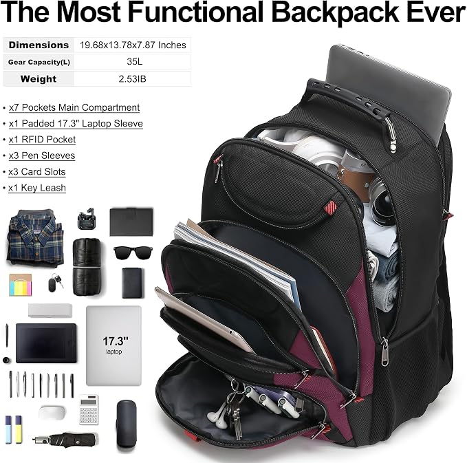 Boavan Laptop Backpack for men, 17.3 inch Laptop Bag - Image 5