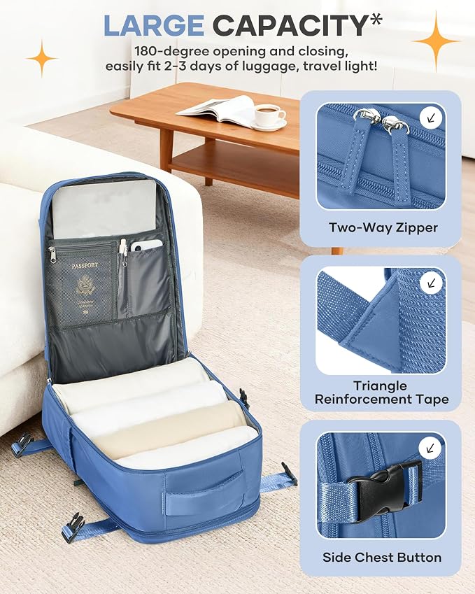 coofay Travel Backpack Carry on Flight Approved Mochila De Viaje Personal Item - Image 5