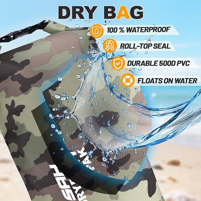 Waterproof Dry Bag, 5L/10L/20L/30L/40L Roll Top Lightweight Storage Backpack - Image 4