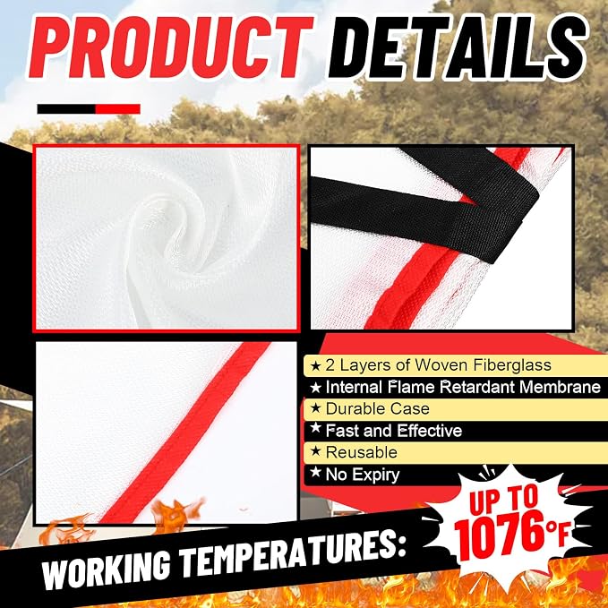 45 Pcs Emergency Fire Blankets for Home and Kitchen 40x40 Inch 15 Fiberglass - Image 3