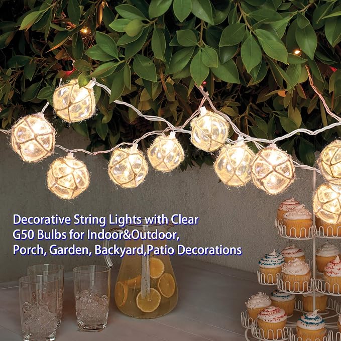 Nautical Fish Float String Lights Outdoor, Beach String Lights Set of 10 Clear - Image 2