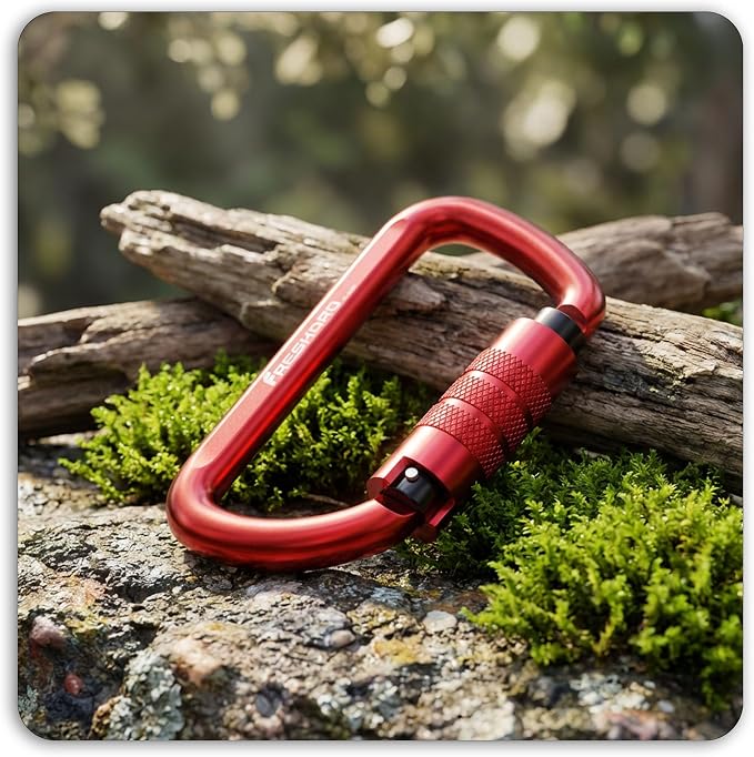 FresKaro 3inch 12kN-2698lbs Auto Locking Carabiner Clips, Solid D Shape - Image 6