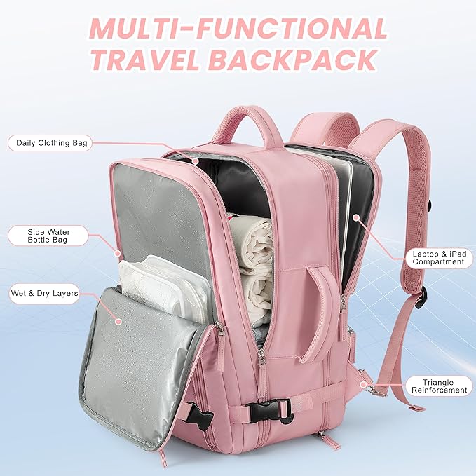 Beraliy Large Travel Backpack for Women, Personal Item Bag Airline Approved - Image 3