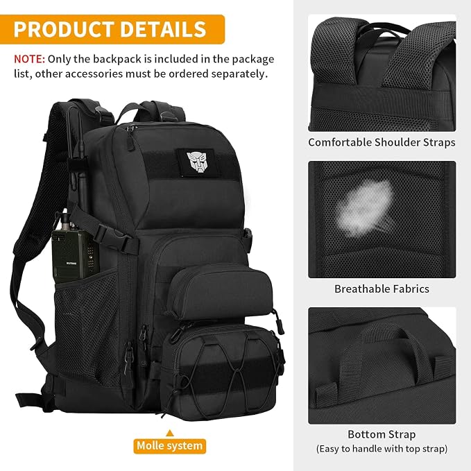 HUNTVP Tactical Backpack Military MOLLE Backpack Hunting Rucksack Gear Assault - Image 6