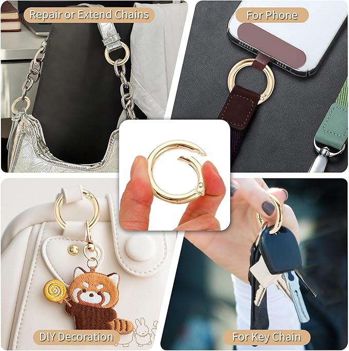 Gkeygo Key Ring Clip, 1 Inch Keychain Rings, 8 Pack Round Carabiner Clip - Image 3