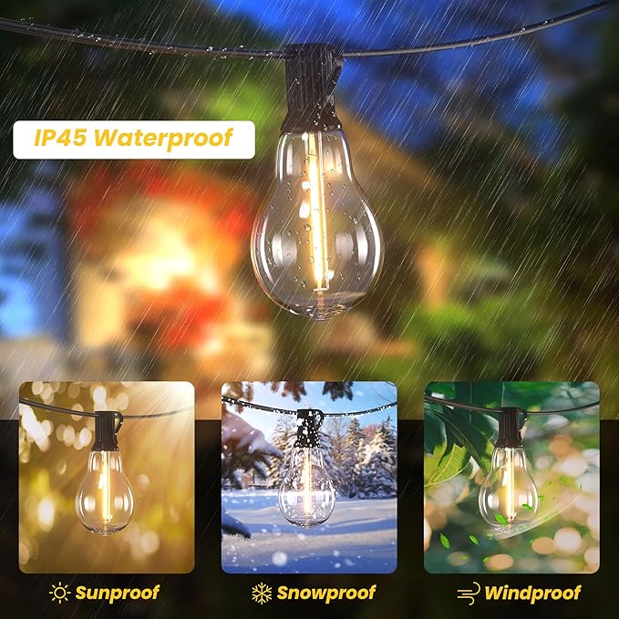 DAMAING Outdoor String Lights 100FT Patio String Lights Waterproof - Image 2
