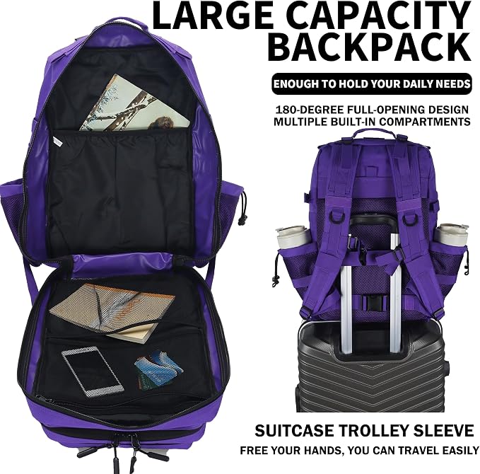 Sparklekle Military Tactical Backpack 45L 3 Day Assault Pack Waterproof Molle - Image 5