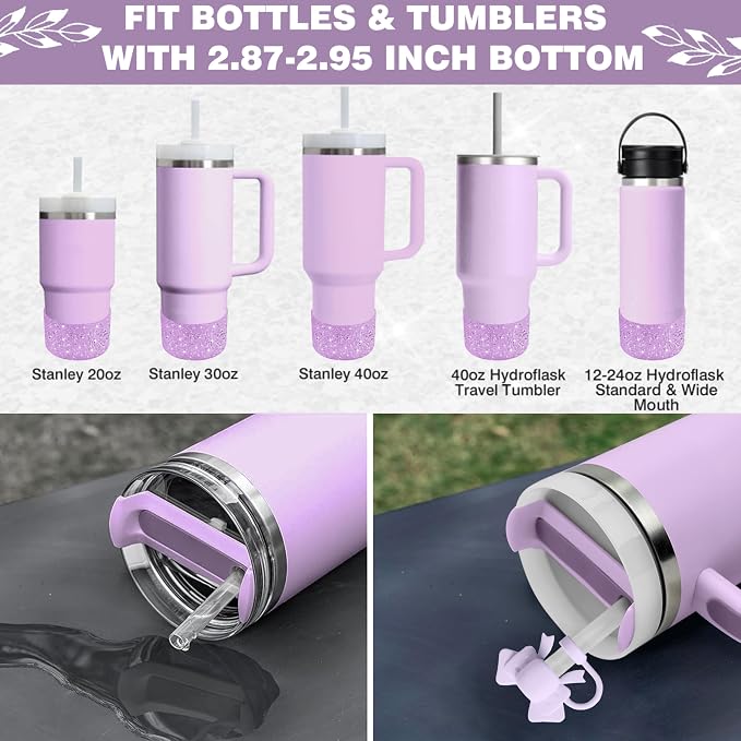 9PCS Purple for Stanley Cup Accessories Set Bling Initials Bow Charms for - Image 4
