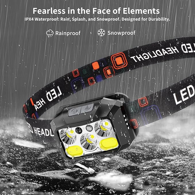 Rechargeable LED Headlamp 2-Pack, 800 Lumens, IPX4 Waterproof, 8 Modes - Image 5