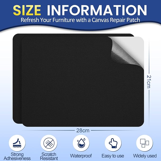 Self-Adhesive Canvas Repair Tape, 8.3" x 11" Waterproof Canvas Repair Patch - Image 2