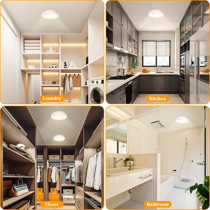 2-Pack Battery Operated Motion Sensor LED Ceiling Lights Indoor, Wireless Flush - Image 7