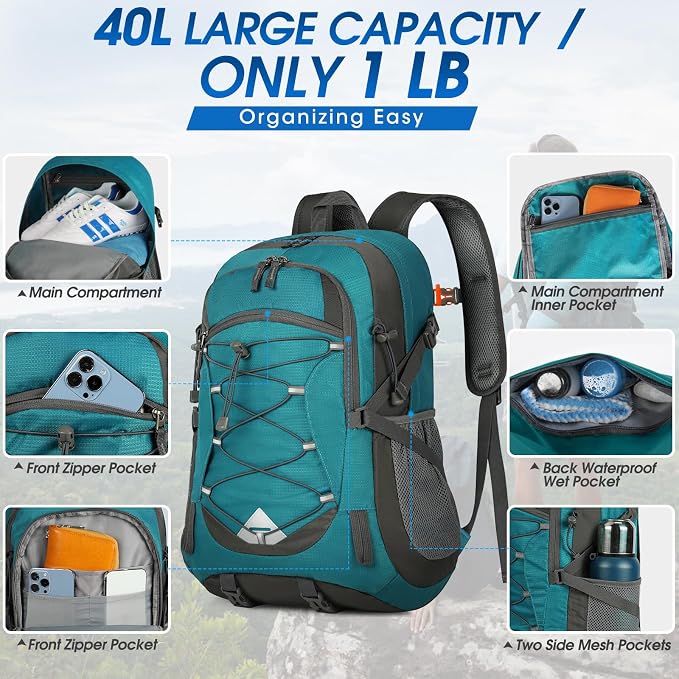 IGOLUMON Hiking Backpack 40L Packable Lightweight Camping Backpack Men Women - Image 5