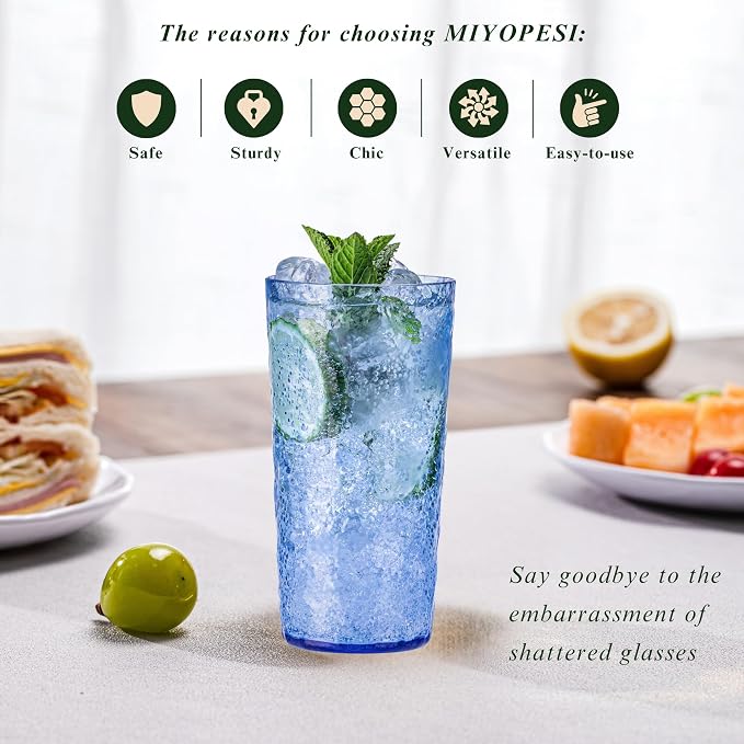 18oz Acrylic Glasses Drinkware, Ice-carved Design Shatter-Proof Plastic Cups - Image 2