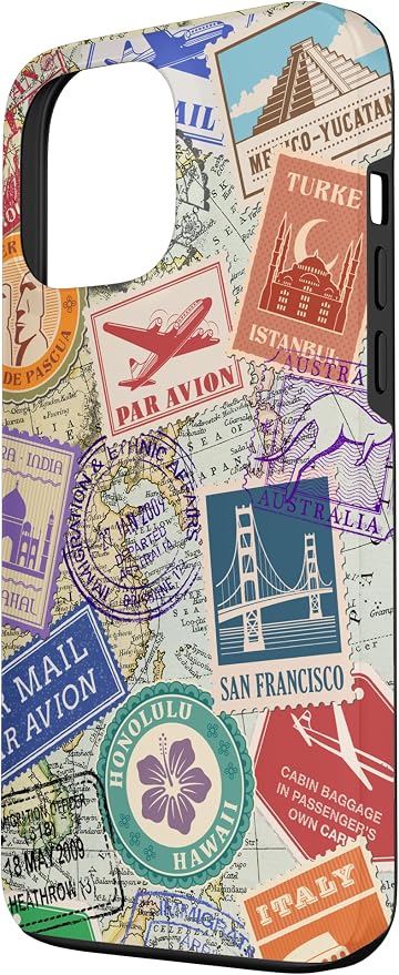 World Map Travel Passport Stamps Postage Stamp Case - Image 2