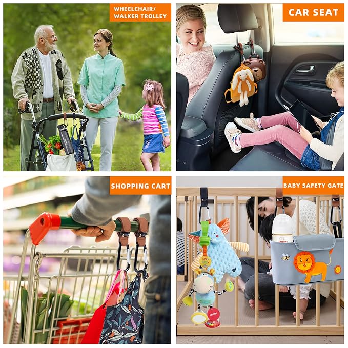 4 Pack Baby Stroller Hooks for Hanging | Multipurpose Stroller Straps - Image 7