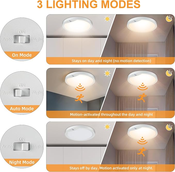 2-Pack Motion Sensor Ceiling Lights Hard-Wired, 9Inch Indoor Motion Activated - Image 3