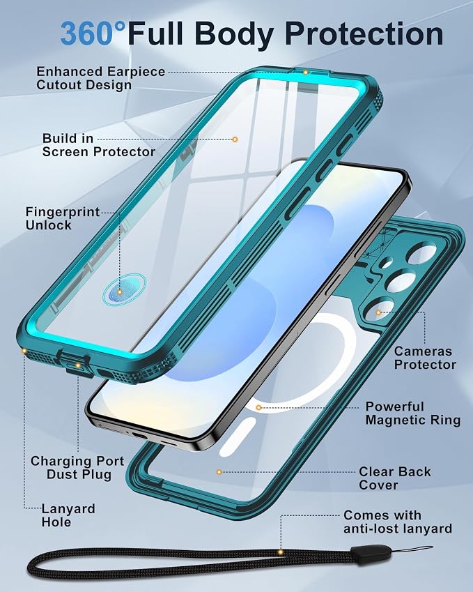 for Samsung Galaxy S25 Waterproof Case, Magnetic Heavy Duty Military Grade - Image 5