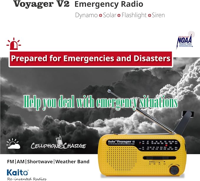 Kaito Best NOAA and SW Portable Solar/Hand Crank AM/FM, Shortwave & NOAA - Image 2