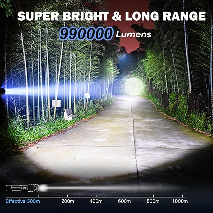Cinlinso Flashlight High Lumens Rechargeable 2 Pack, 990000 Lumen Super Bright - Image 2