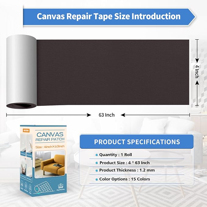 KING MOUNTAIN Canvas Repair Tape, Outdoor Gear Patch, 4×63 Inches, Waterproof - Image 4