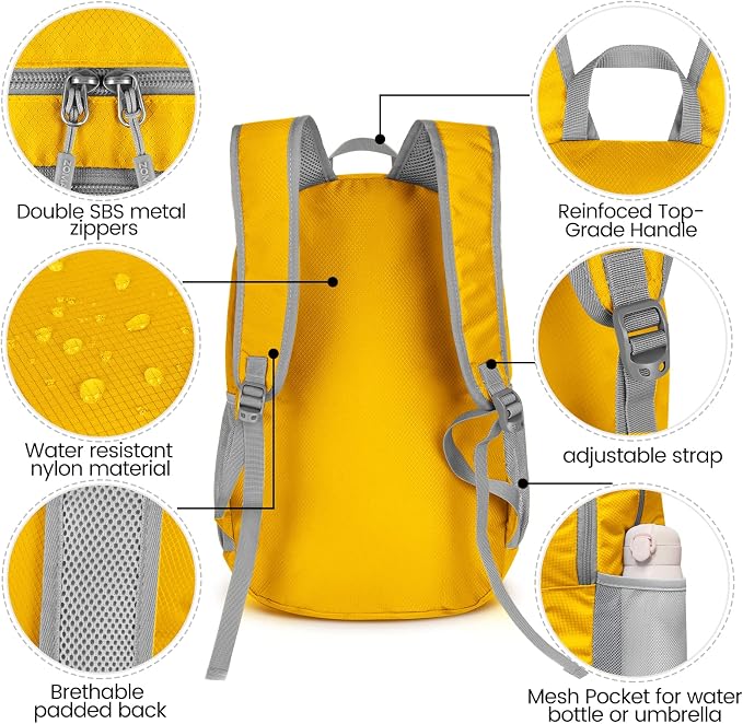 ZOMAKE Lightweight Packable Backpack 28L, Foldable Backpacks Water Resistant - Image 4