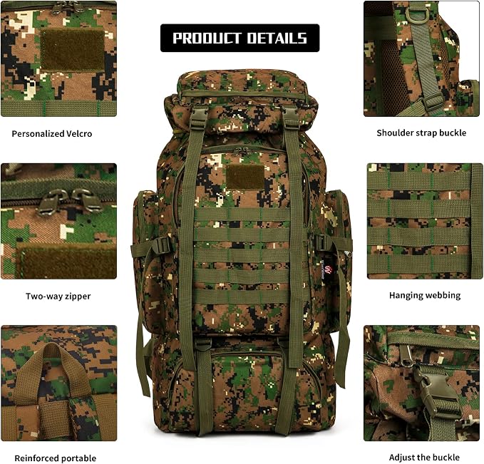 Hiking Backpack for Men 70L/100L Camping Backpack Military Rucksack Molle 3 - Image 5