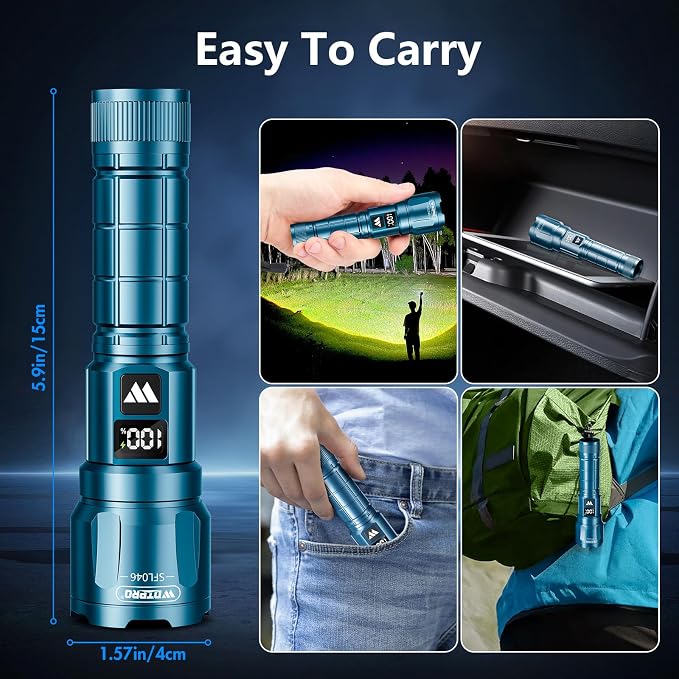 WdtPro LED Rechargeable Flashlight 2 Pack, Super Bright Zoomable 6000 Lumens - Image 6